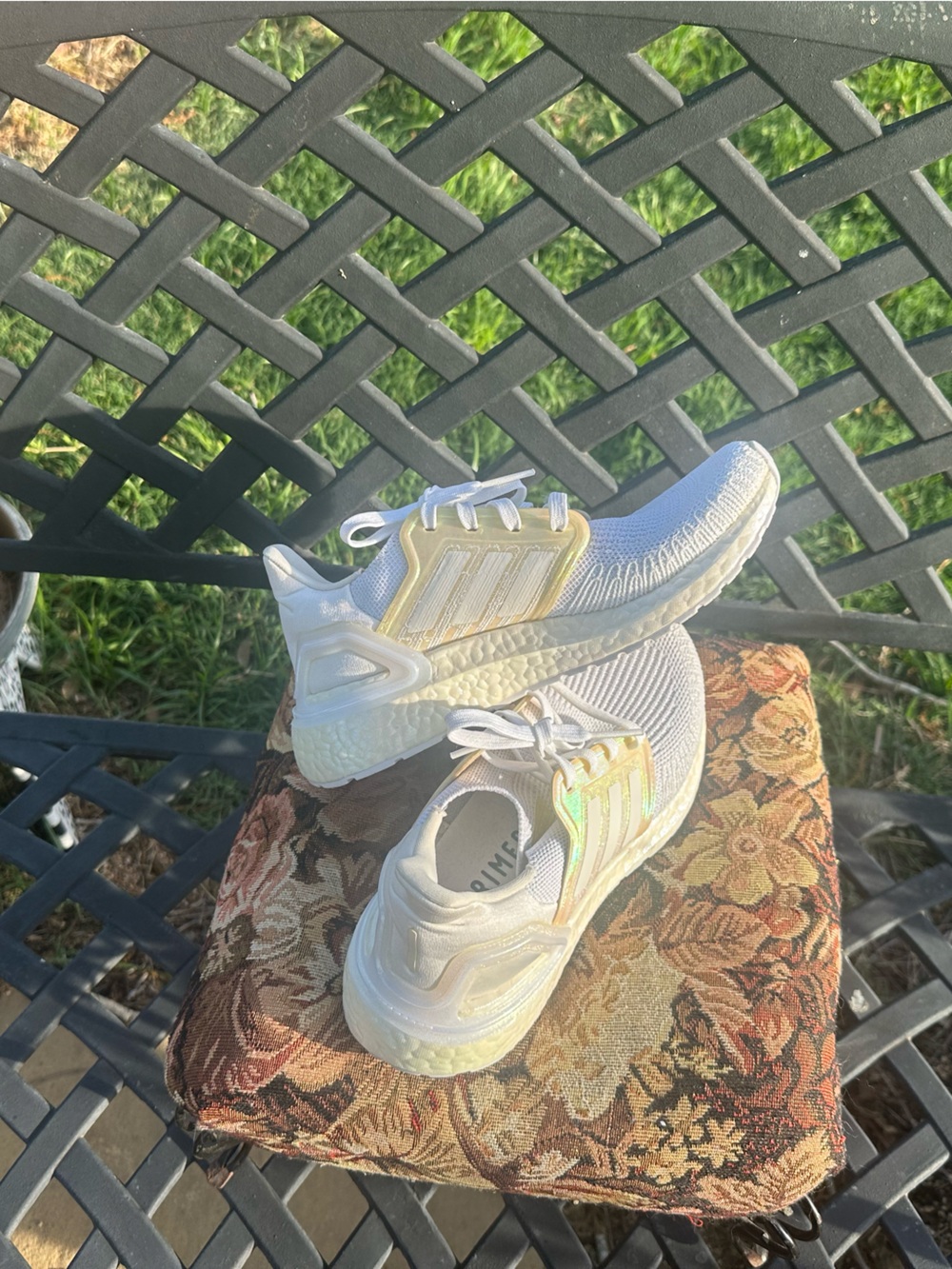 adidas White Shoes with Iridescent Accents size 5